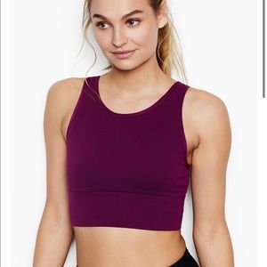 Ribbed long line crop top fitted sports bra